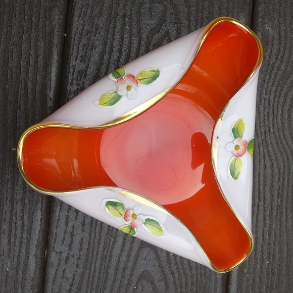 encased glass trifold candy trinket dish ashtray art glass - Picture 5 of 10